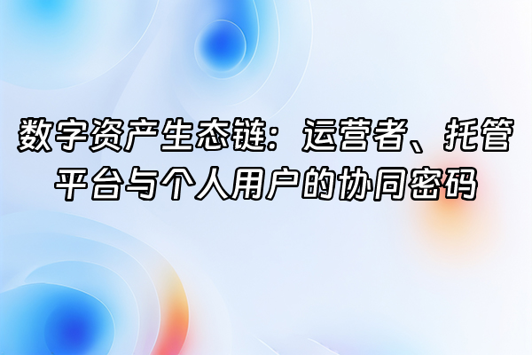 +数字资产生态链:运营者、托管平台与个人用户的协同密码+