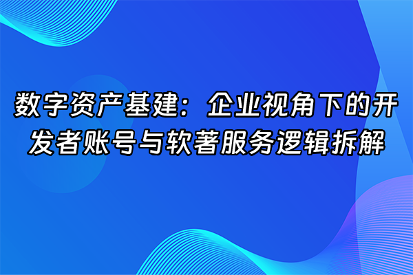 +数字资产基建：企业视角下的开发者账号与软著服务逻辑拆解+