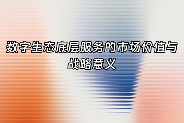 +数字生态底层服务的市场价值与战略意义+
