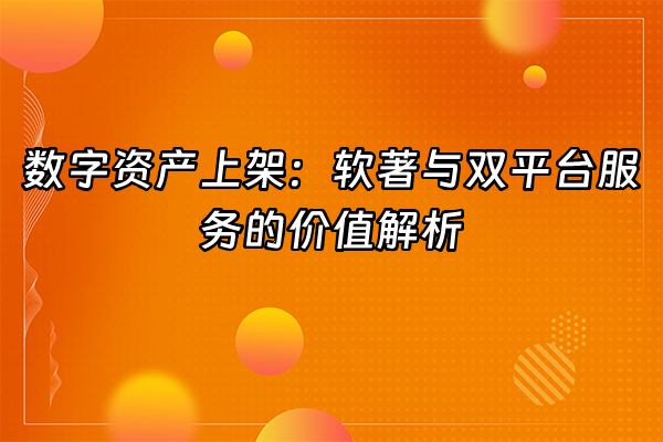 +数字资产上架：软著与双平台服务的价值解析+