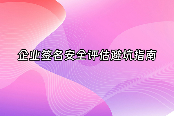 +企业签名安全评估避坑指南+
