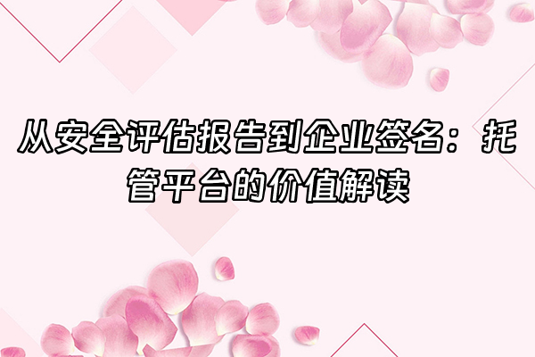 +从安全评估报告到企业签名：托管平台的价值解读+