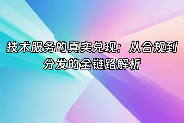 +技术服务的真实兑现：从合规到分发的全链路解析+