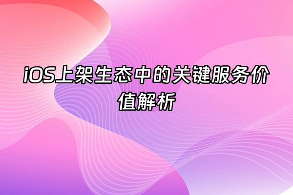 +iOS上架生态中的关键服务价值解析+