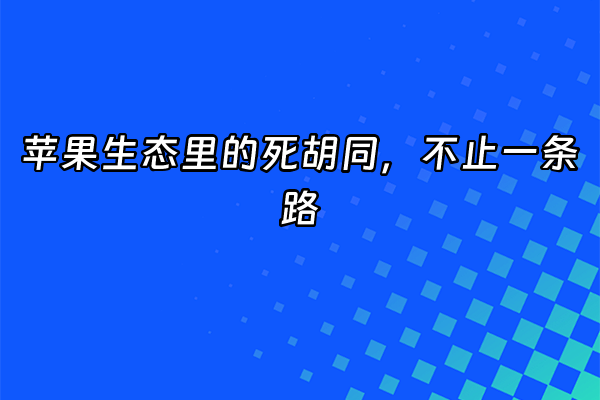 +苹果生态里的死胡同，不止一条路+