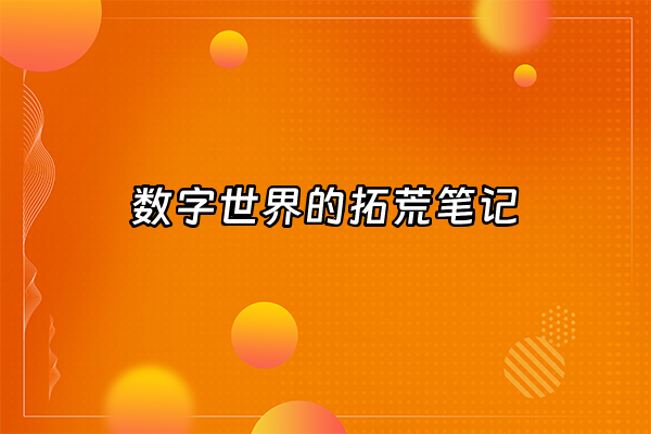 +数字世界的拓荒笔记+