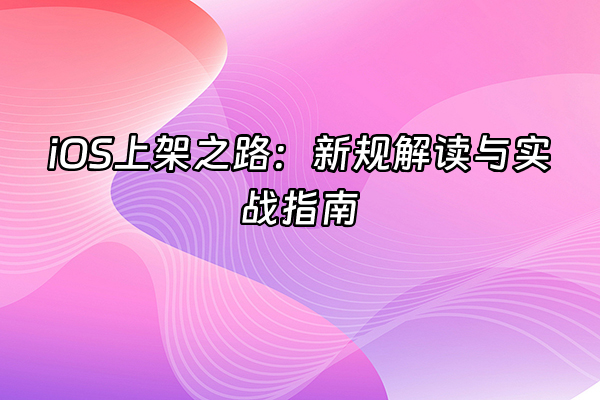 +iOS上架之路：新规解读与实战指南+
