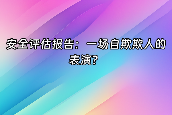 +安全评估报告：一场自欺欺人的表演？  +