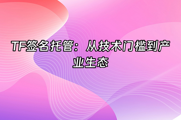 +TF签名托管：从技术门槛到产业生态+
