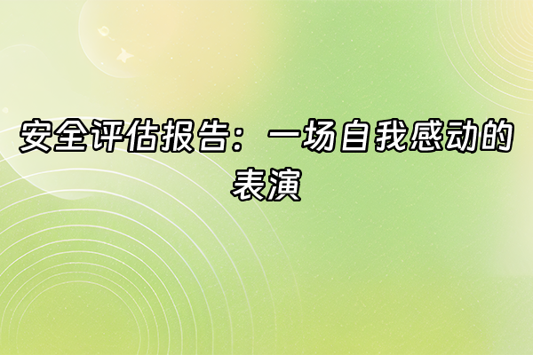 +安全评估报告：一场自我感动的表演+
