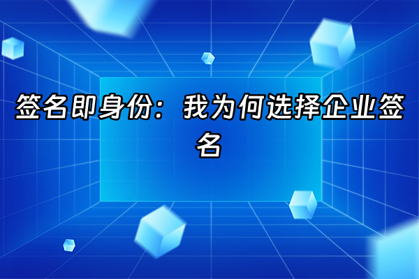 +签名即身份：我为何选择企业签名+