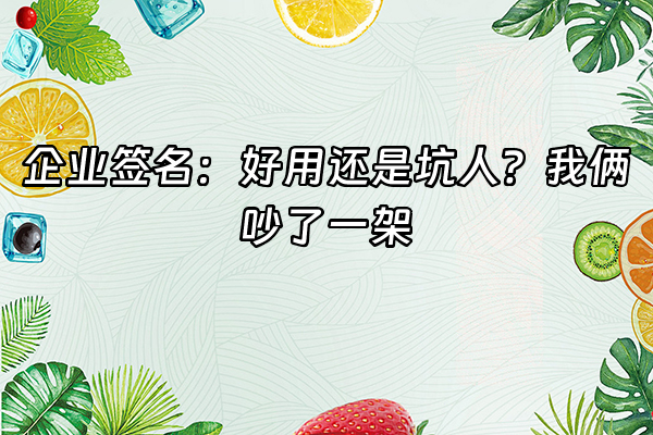 +企业签名：好用还是坑人？我俩吵了一架+