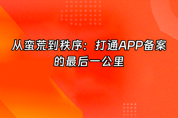 +从蛮荒到秩序：打通APP备案的最后一公里+