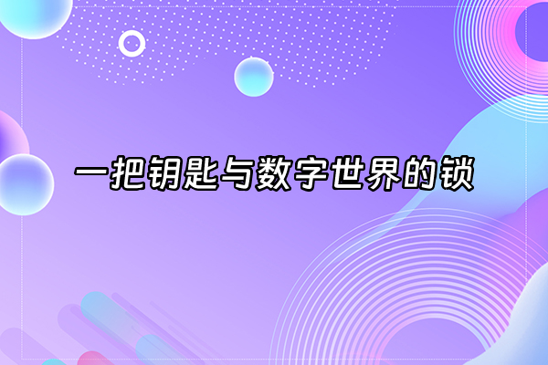 +一把钥匙与数字世界的锁+