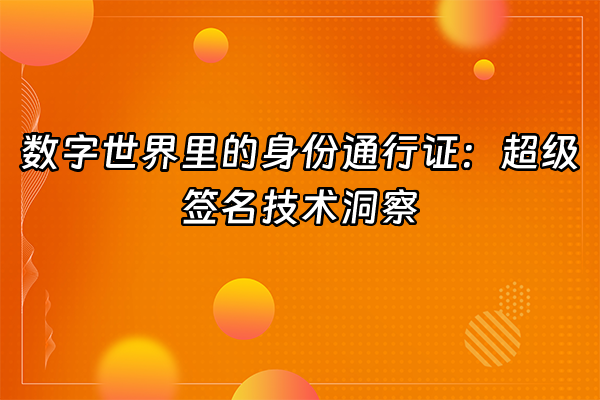 +数字世界里的身份通行证：超级签名技术洞察  +