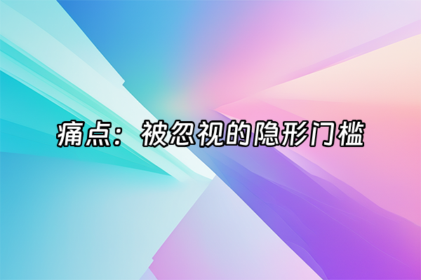 +痛点：被忽视的隐形门槛+