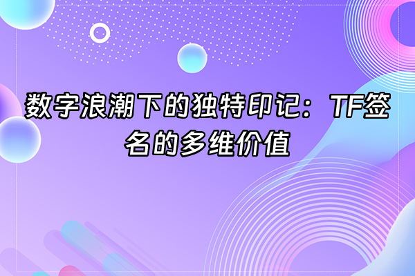 +数字浪潮下的独特印记：TF签名的多维价值+