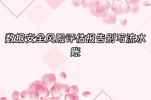 +数据安全风险评估报告别写流水账+