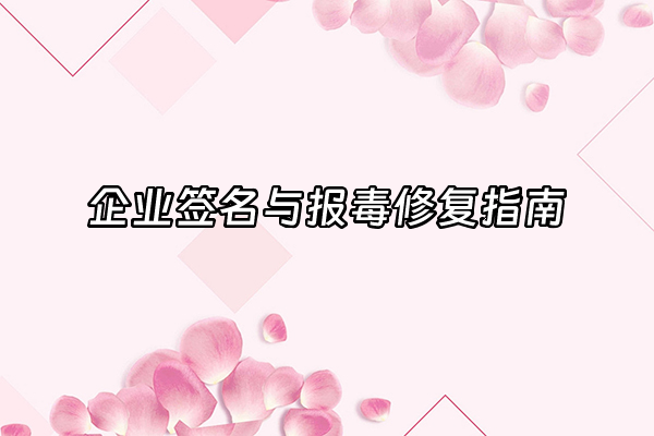 +企业签名与报毒修复指南+